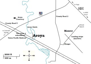 <span class="mw-page-title-main">Aroya, Colorado</span> Unincorporated community in Colorado, United States