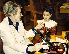 Astrid Lindgren bei der Verleihung des Right Livelihood Award, 1994