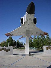 Boeing Plaza, Aerospace Walk of Honor with an F-4 Phantom jet fighter on display