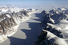 An ice-covered fjord on Baffin Island, with Davis Strait in the background Baffinisland pho 2013102 lrg.jpg