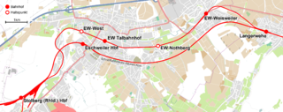 Schienennetz im Eschweiler Stadtgebiet mit Haltestellen