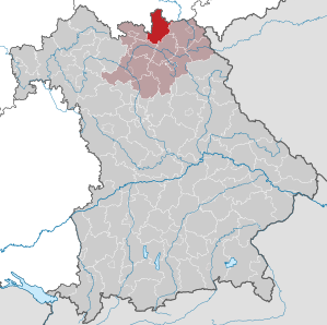 Beliggenheden af Landkreis Kronach i Bayern (klikbart kort)