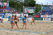 Deutsch: Beachhandball Europameisterschaften 2019 (Beach handball Euro); Tag 6: 7. Juli 2019 – Spiel um Platz Drei, Frauen, Kroatien-Niederlande 0:2 (14:23, 20:22) English: Beach handball Euro; Day 6: 7 July 2019 – Women's Bronze Medal Match – Croatia-Netherlands 0:2 (14:23, 20:22)