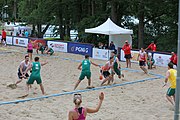 Deutsch: Beachhandball Europameisterschaften 2019 (Beach handball Euro); Tag 2: 3. Juli 2019 – Männer, Vorrunde Gruppe C, Nordmazedonien-Schweiz 0:2 (13:22, 18:19) English: Beach handball Euro; Day 2: 3 July 2019 – Women Preliminary Round Group A – Men Preliminary Round Group C – North Macedonia-Switzerland 0:2 (13:22, 18:19)