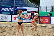 Deutsch: Beachhandball Europameisterschaften 2019 (Beach handball Euro); Tag 5: 6. Juli 2019 – Frauen, Halbfinale, Kroatien-Dänemark 1:2 (12:19, 17:10, 4:7) English: Beach handball Euro; Day 5: 6 July 2019 – Semifinal Men – Croatia-Denmark 1:2 (12:19, 17:10, 4:7)