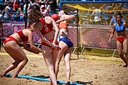 Deutsch: Beachhandball bei den Olympischen Jugendspielen 2018 in Buenos Aires; Tag 7, 13. Oktober 2018; Mädchen, Halbfinale – Niederlande-Kroatien 0:2 English: Beach handball at the 2018 Summer Youth Olympics in Buenos Aires at 13 October 2018 – Girls Semifinal – Netherlands-Croatia 0:2 Español: Handball de playa en los Juegos Olimpicos de la Juventud Buenos Aires 2018 en 13 de octubre de 2018 – Semifinales Femeninas - Países Bajos-Croacia 0:2