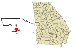 Ben Hill County Georgia Incorporated and Unincorporated areas Fitzgerald Highlighted.svg