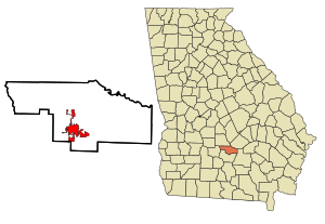 Ben Hill County Georgia Obszary włączone i nieposiadające osobowości prawnej Fitzgerald Highlighted.svg