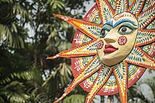 A sun motif in Mangal Shobhajatra, a parade takes place in Bangladesh in the occasion of Pohela Boishakh Bengali New Year 1422 07.jpg