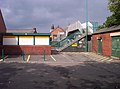 The view north to the modern station building on Platform 1, and the station footbridge 20 August 2006