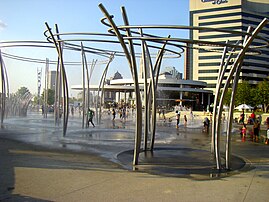 The park's fountains in use