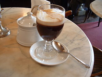 Bicerin chocolate drink served in its trademark rounded glass Bicerin.jpg