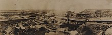 Smelting works of the Canadian Copper Company prior to World War I. Most of the nickel mined from Sudbury was used in the manufacturing of artillery during the war. Bird's Eye View of the Smelting Works of the Canadian Copper Co, Ontario (HS85-10-27230).jpg