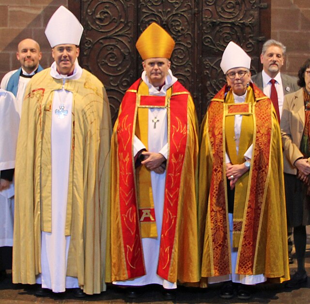 Bishops of the diocese in 2022 (L to R: Corley, Tanner, Conalty)