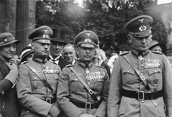 Rundstedt, Werner von Fritsch and Werner von Blomberg at a memorial service, Unter den Linden, Berlin 1934