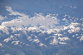 Image satellite oblique du champ de glace Nord de Patagonie.