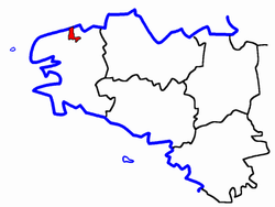 Kanton Plouzévédé na mapě regionu Bretaň