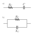 Capacitor equivalent circuits (library used: arrows)