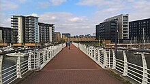 Looking down Pont y Werin from the Penarth side. Cardiff Pont y Werin.jpg