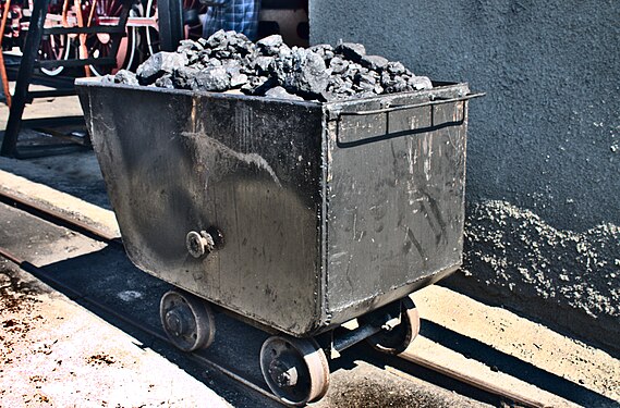 Cart full of bituminous coal used for powering steam locos