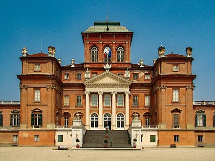 The facade of Racconigi Castle, the preferred residence of Prince Charles Albert.