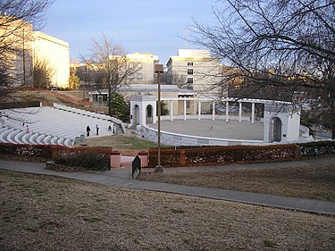 The Chi Omega Greek Theatre was completed in 1930. Chi Alpha Greek Theater.JPG