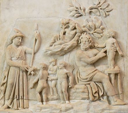 Creation of humanity by Prometheus as Athena looks on (Roman-era relief, 3rd century AD)