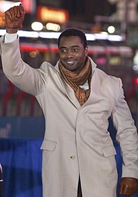 RB Curtis Martin (#28), Hall of Famer Curtis Martin at 2010 pep rally.jpg