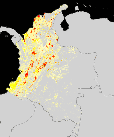 Population density of Colombia in 2013