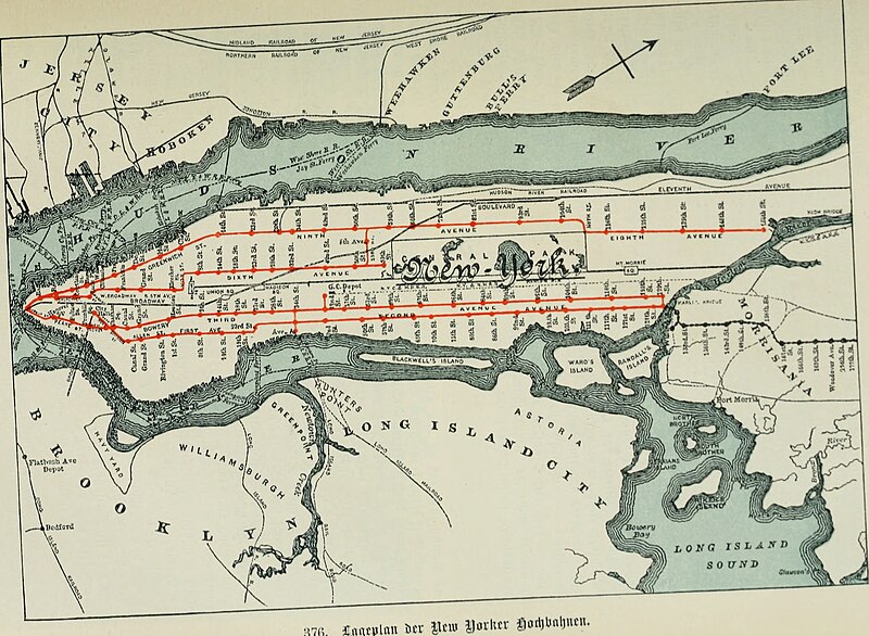 File:Der Weltverkehr und seine Mittel. 10. Aufl. 1913 - Abb. 376 Lageplan Hochbahnen New York (14573880330).jpg