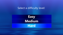 Some games offer the player a choice of difficulty level before play begins. Difficulty level selection.png