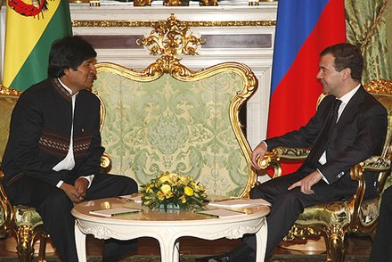 Morales meeting with Russian President Dmitry Medvedev in 2009