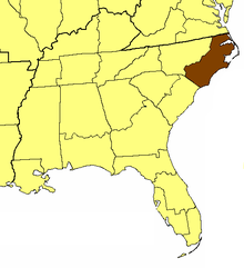 Местоположение на епархията на Източна Каролина