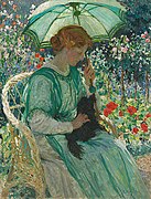 The Green Parasol by E. Phillips Fox, featuring Edith Susan Gerard Anderson as the model