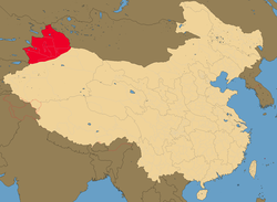 Befindet sich in drei angrenzenden Präfekturen in Ostturkistan (Xinjiang oder Nordwestchina).