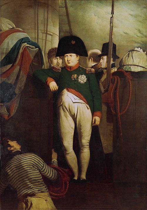 Napoleon on the Bellerophon. Napoleon Bonaparte on HMS Bellerophon after his surrender to the British in 1815