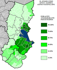 Distribution of Aymara limited to three southern departments in Peru: Puno, Moquegua, Tacna.