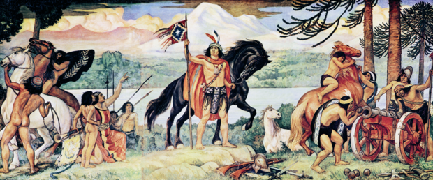 Painting El joven Lautaro of P. Subercaseaux, shows the military genius and expertise of his people.