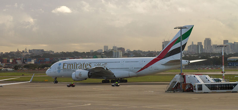 File:Emirates A-380 at Sydney airport.jpg