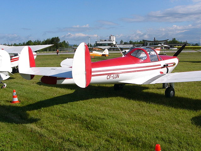 An Erco 415 Ercoupe showing its double tail configuration