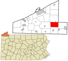 Erie County Pennsylvania incorporated and unincorporated areas Amity township highlighted.svg