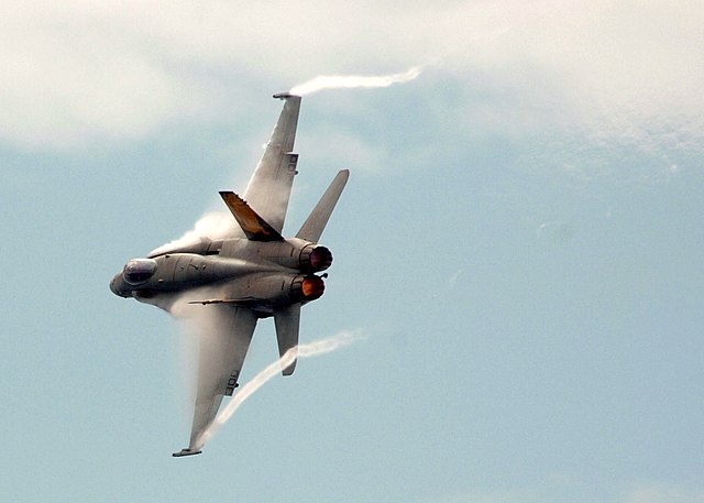 Vortices shed at the tips and from the leading-edge extensions of an F/A-18