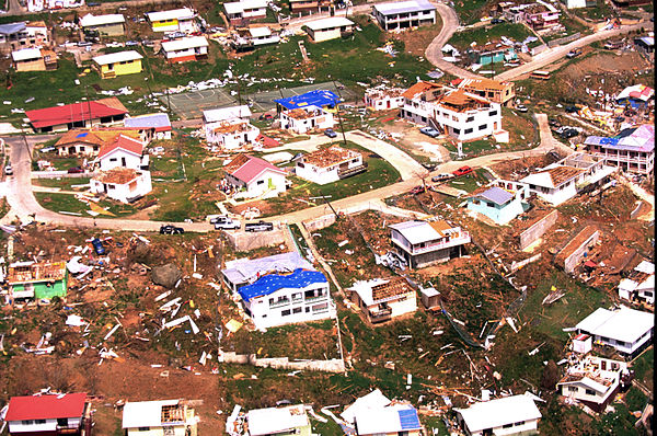 The aftermath of Hurricane Marilyn on the island of St. Thomas, 1995. In recent decades the U.S. Virgin Islands have been devastated by a series of hu