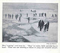 FMIB 35643 Men 'Copying' over loose ice 'Dog,' in centre, holds cartridge-bag in hand These men are awaiting a chance to jump and scramble.jpeg