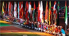 A view of the participants' flag-bearers Flagbearers 2003.jpg