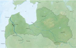 Venta-joki Latvian ja Liettuan kartalla.