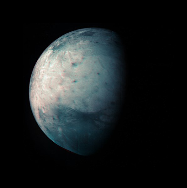 Infrared image of Ganymede taken during the Juno flyby in July 2021. Image Credits: A. Mura -Juno/JIRAM - ASI/INAF/JPL-Caltech/SwRI [114]