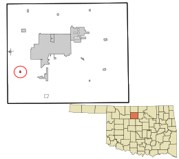 Location in Garfield County and the state of Oklahoma