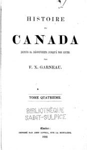 François-Xavier Garneau Histoire du Canada, tome IV, 1852    