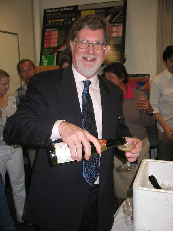 Smoot celebrating his Nobel Prize at Lawrence Berkeley National Laboratory, 3 October 2006